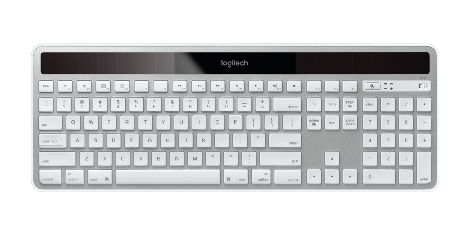 Logitech K750 Wireless Solar Keyboard for Mac in Silver