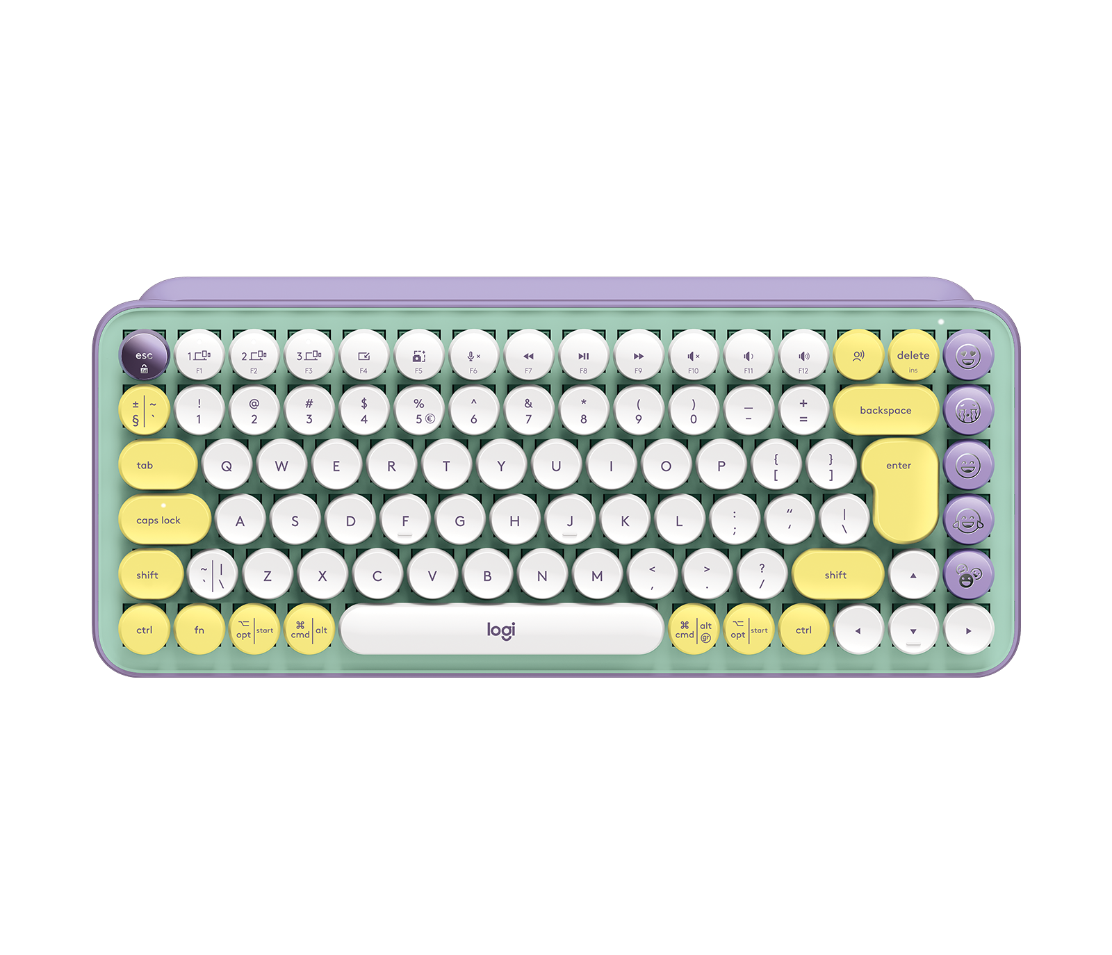 Logitech 920-010719  Logitech POP Keys Wireless Mechanical Keyboard With  Emoji Keys clavier Bluetooth QWERTZ Allemand Noir, Gris, Jaune
