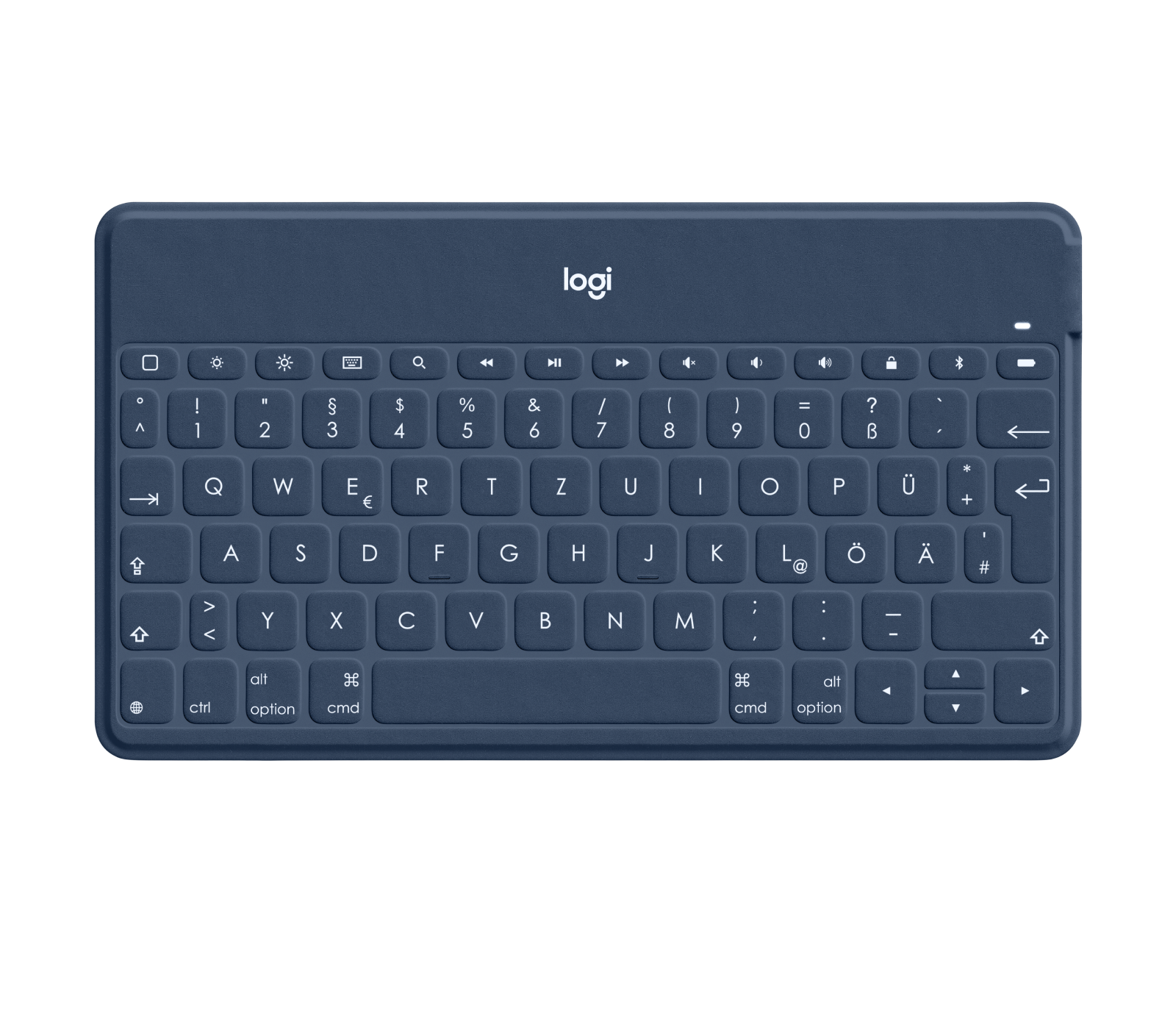 Keys-To-Go - Klassiskt blått tangentbord med orange iPhone-stativ Deutsch (Qwertz) от Logitech Many Geos