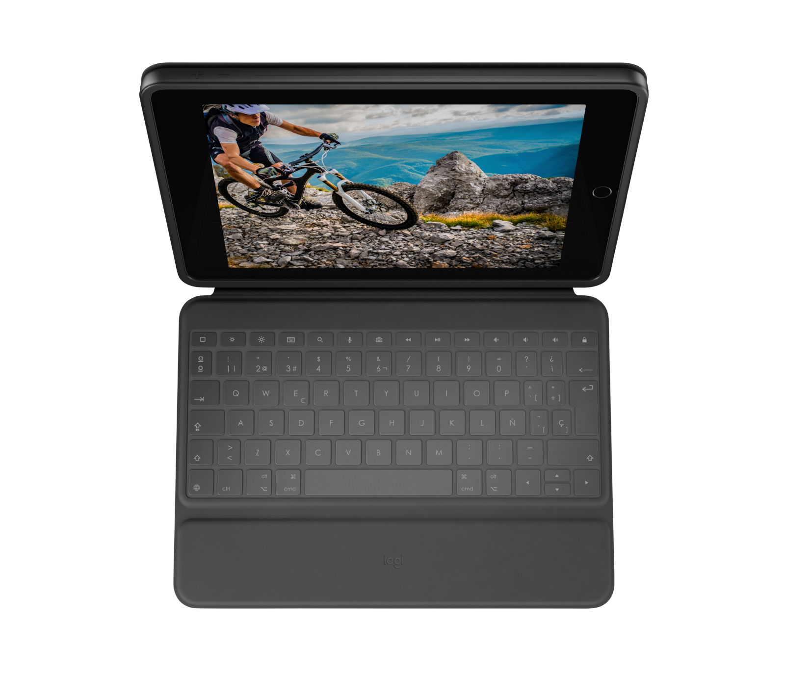 

Rugged Folio Ultra-protective keyboard case with Smart Connector for iPad (7th, 8th, 9th and 10th gen) - Graphite Español (Qwerty) for iPad (7th, 8th and 9th gen)