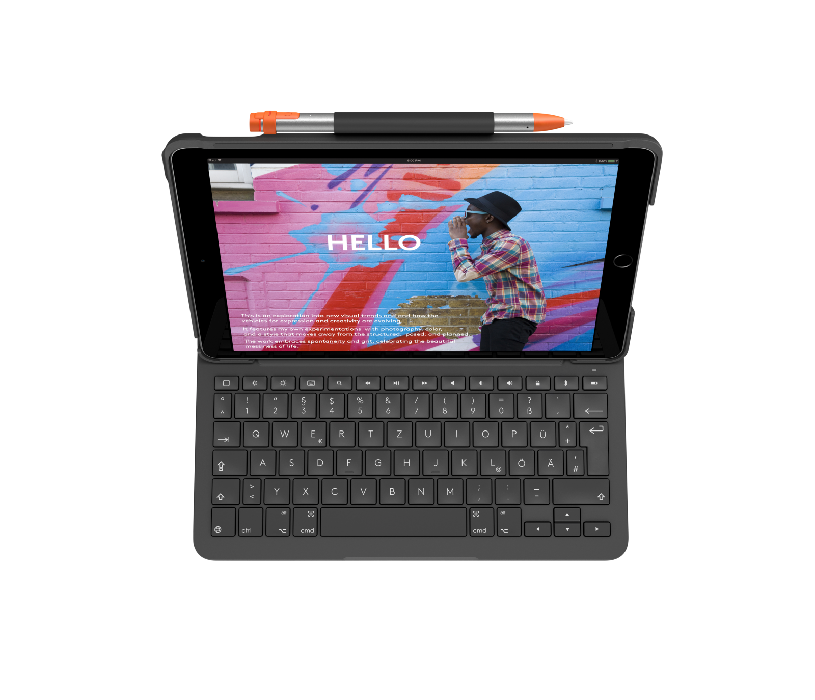 

SLIM FOLIO - Grafit Deutsch (Qwertz) für iPad (7., 8. und 9. Generation)