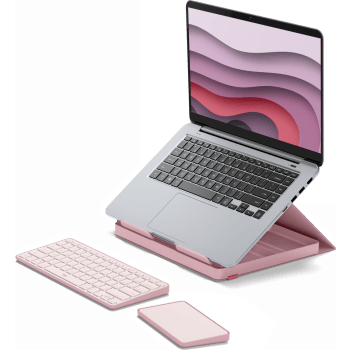CASA POP-UP DESK Foldaway kit with laptop stand, keyboard, touchpad and storage. - Bohemian Blush English
