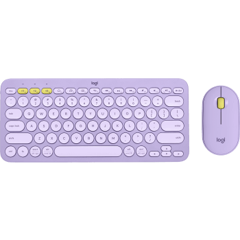 K380 MULTI-DEVICE KEYBOARD + M350 PEBBLE MOUSE Minimalist, Bluetooth accessories for computers or tablets - Lavender Lemonade English