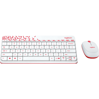 MK240 Wireless Keyboard and Mouse Combo - White/Vivid Red - English