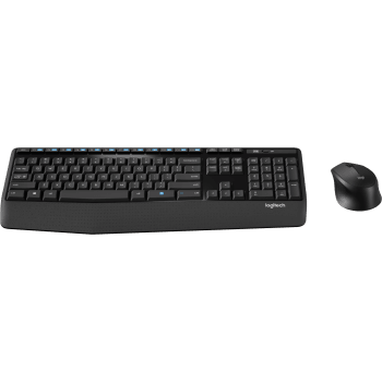 MK345 Comfort Wireless Keyboard and Mouse Combo Comfortable wireless combo with palm rest - Black English