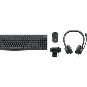 Productivity Value Solution Full HD 1080p webcam, Enhanced digital audio headset and Silent Wireless Keyboard/Mouse combo. - Black