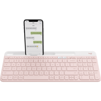 K585 Slim Multi-Device Wireless Keyboard Ultra-slim, compact, and quiet keyboard for computers, phones or tablets - Rose English