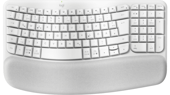 Wave Keys A wireless ergonomic keyboard with a cushioned palm rest, for natural, feel-good typing throughout the day. - Off-white Deutsch (Qwertz)