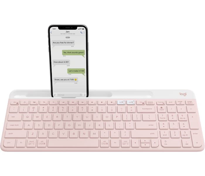 Logitech K580 Slim Multi-Device Wireless Keyboard with Bluetooth in Rose