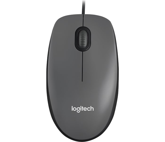 Logitech M100 Optical USB Mouse with Ambidextrous Design in Grey