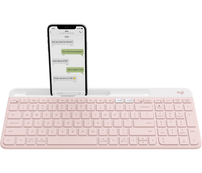 Logitech K580 Slim Multi-Device Wireless Keyboard with Bluetooth in Rose