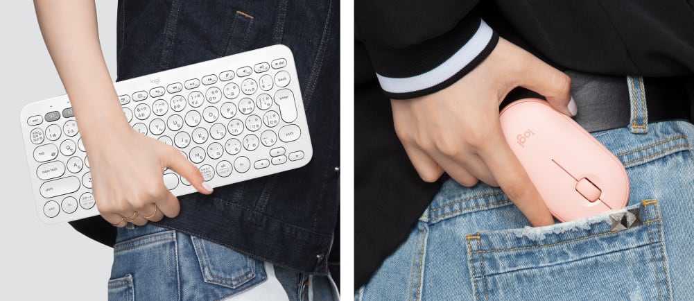 ホワイトとグラファイトPebble i345ポータブル ワイヤレスマウスの側面