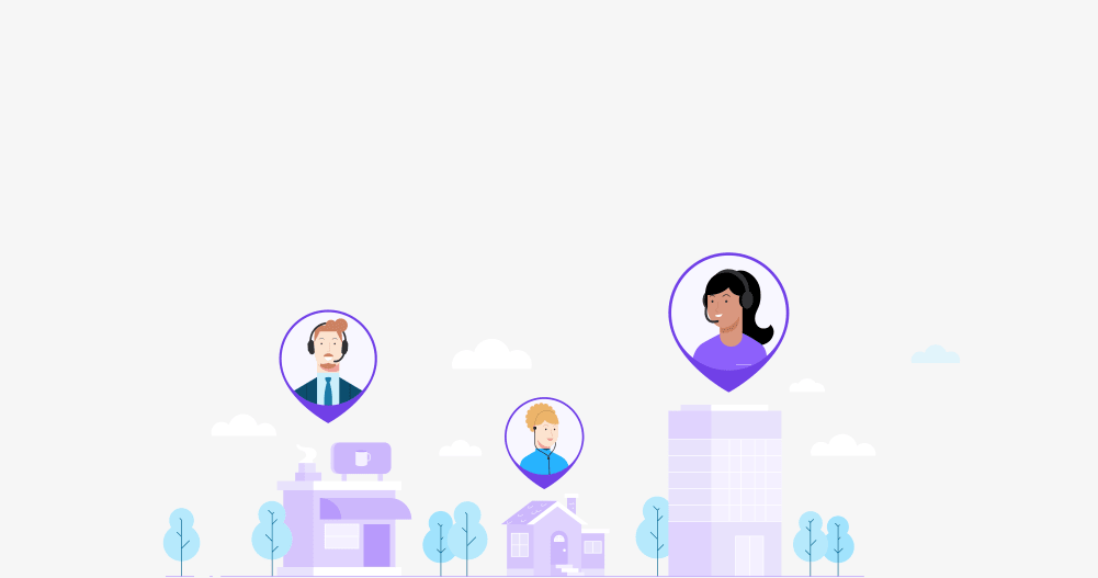 Ilustración de personas conectadas a través de reuniones de vídeo