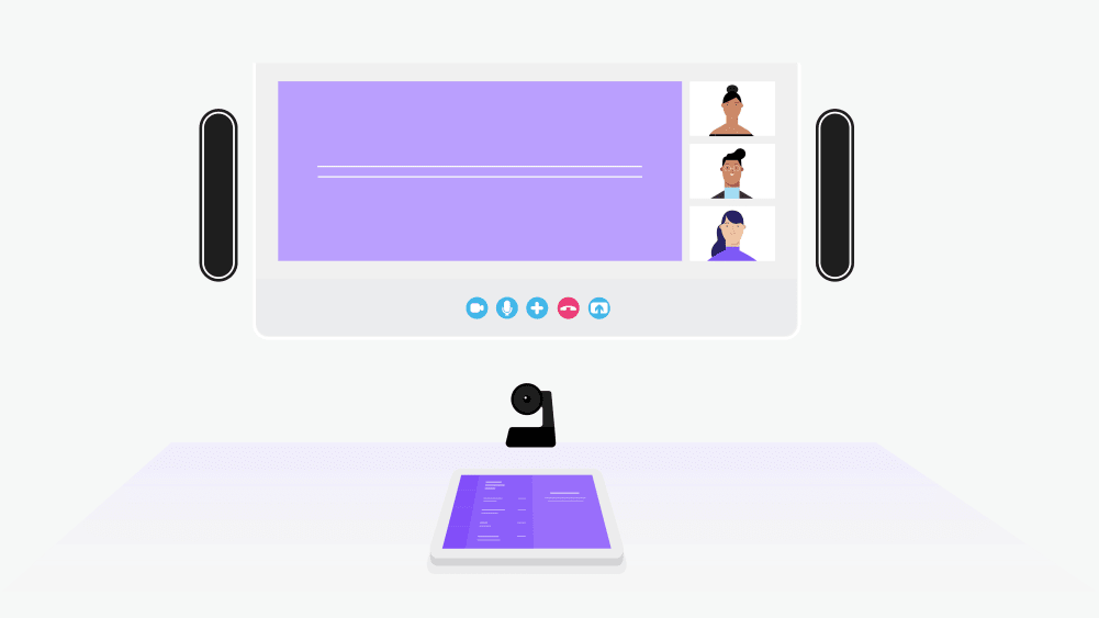 Ilustração de um sistema de videoconferência