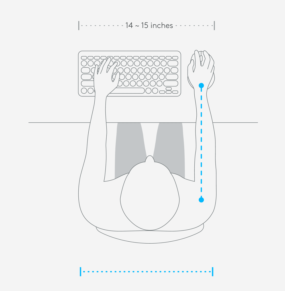 Ergonomic keyboard mouse setup for small body frames