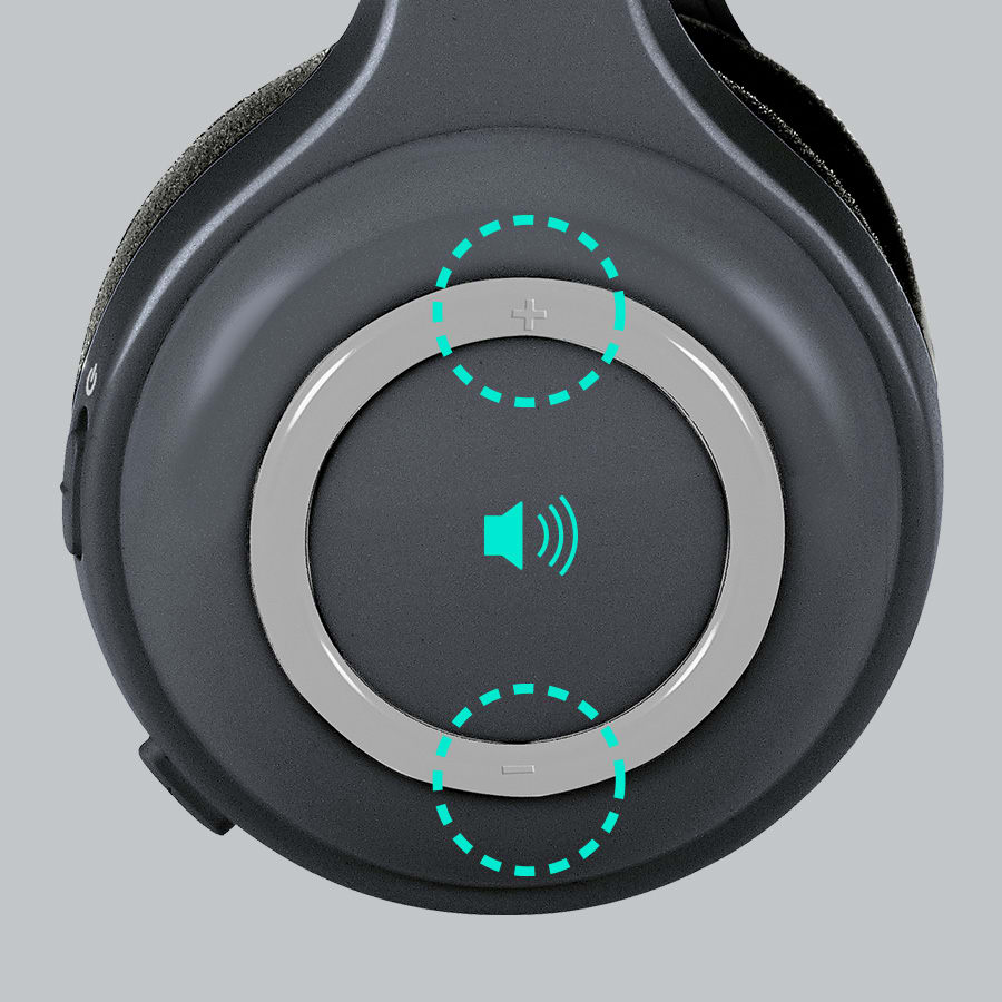 close up shot of volume controls on headset