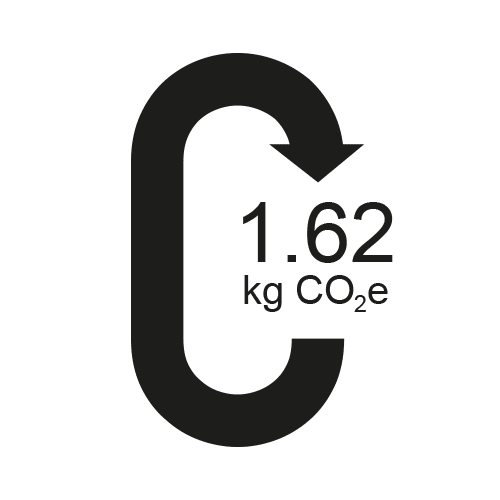 Carbon impact logo containing 1.62kg CO2e