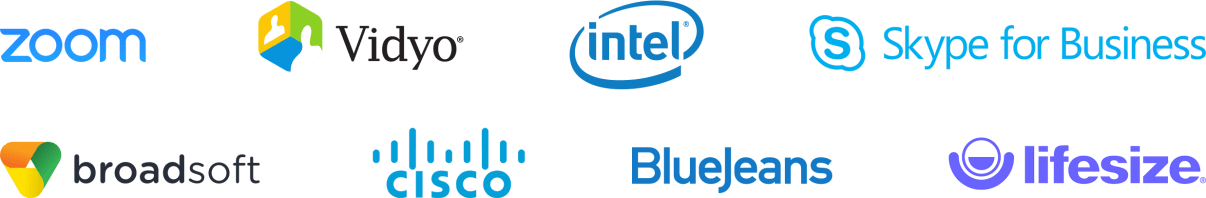 Logitech H650E logos for zoom, vidyo, intel, skype, broadsoft, cisco, bluejeans, lifesize