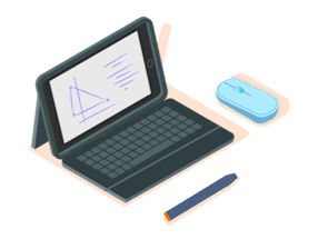 iPad, mouse, digital pencil graphic