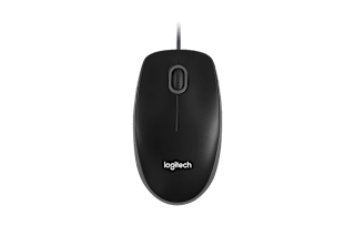 Logitech B100 black wired optical USB mouse with scroll wheel