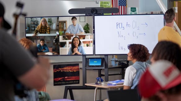 Class using video conferencing equipment