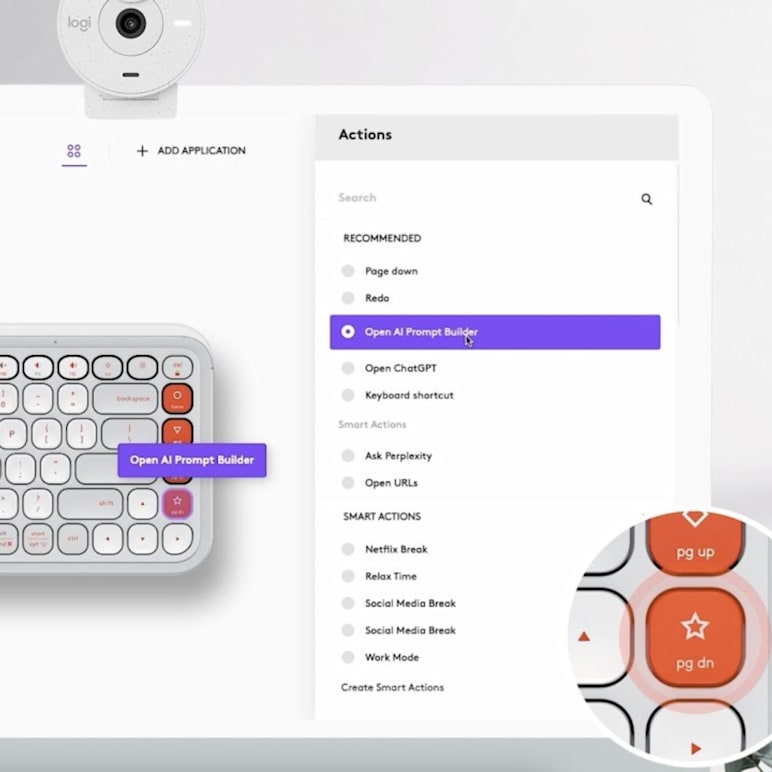 Create a reply quickly with the Logi AI Prompt Builder & Pop Icon Keys