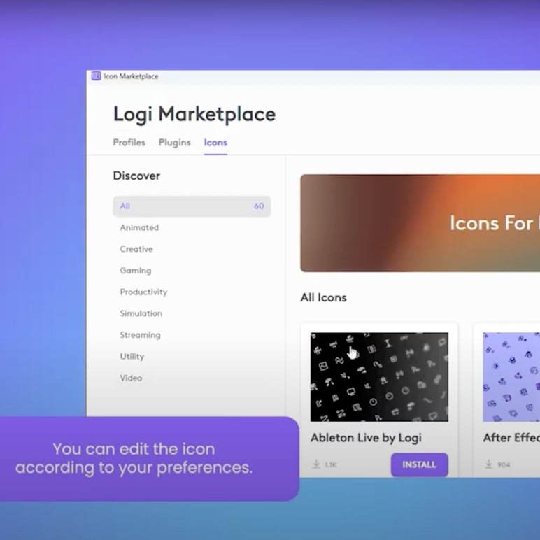 Personalize your MX Creative Console with Marketplace icons