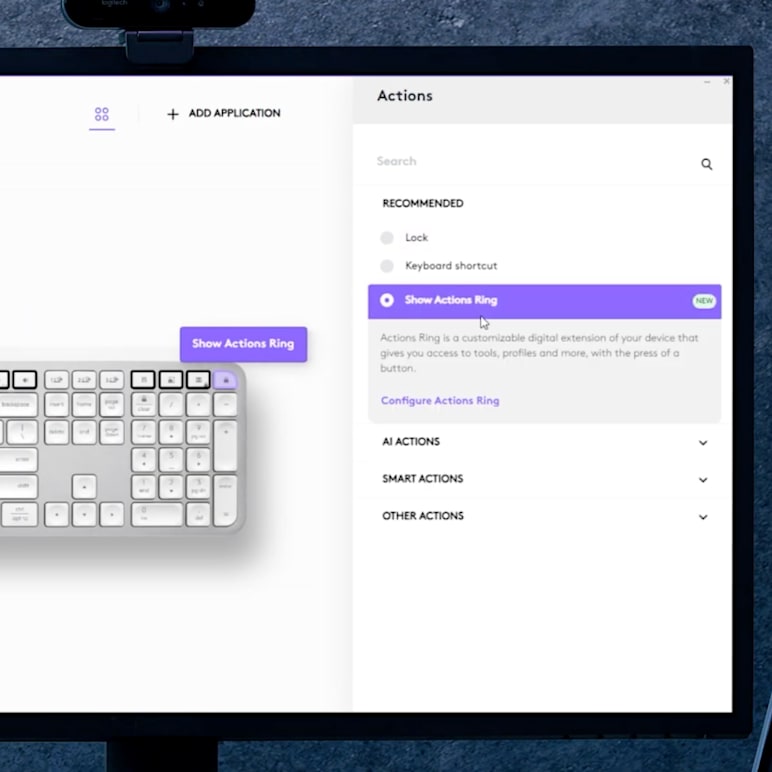 Quickly access Actions Ring with MX Keys S