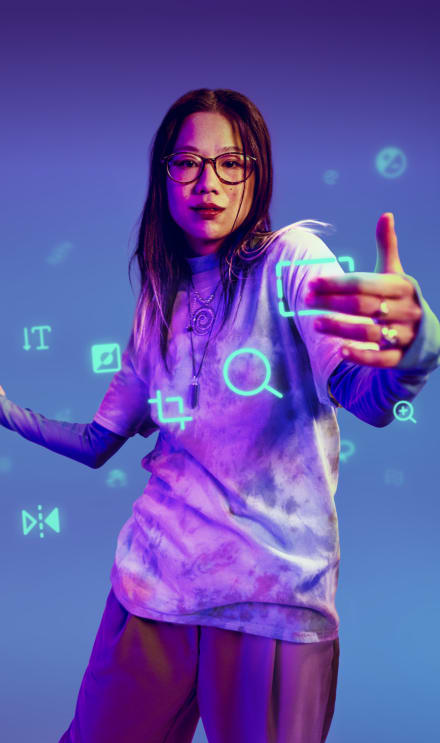 Person depicting MX Creative Console control features