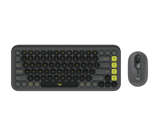 Logitech pop icon combo grafitno zelena komplet tipkovnice in miške sprednji pogled