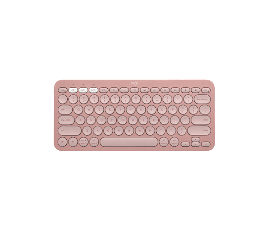 Komponentko gaming core rtx 5050 | ryzen 5 5500 | 16 gb ram | 1 tb nvme | 24″ fhd 180hz | bel komplet s pastelno roza logitech periferijo | cenovno ugoden namizni gaming računalnik 6 Logitech pebble keys 2 k380s pastelno roza bluetooth tipkovnica