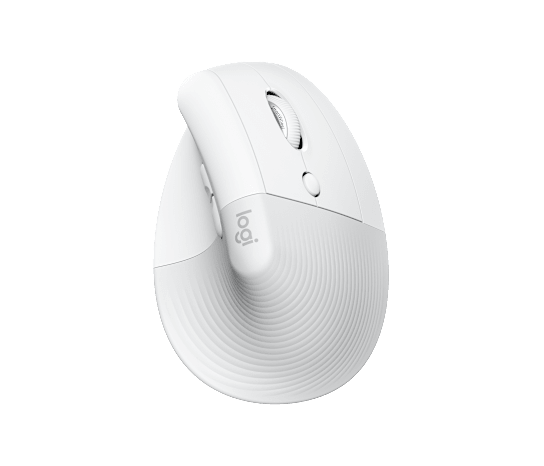 Logitech lift bela brezžična optična vertikalna miška pogled od zgoraj