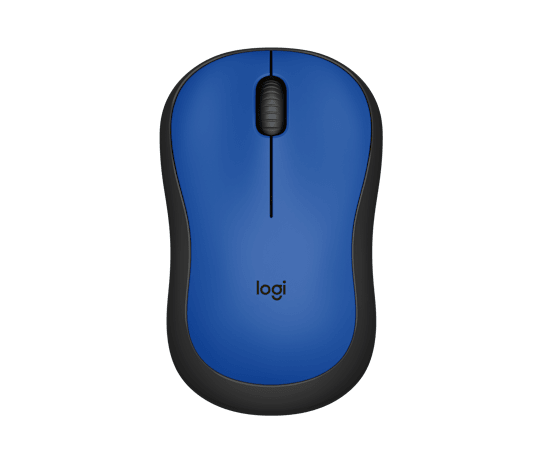 Logitech M221 Silent Wireless Mouse in blue, top view