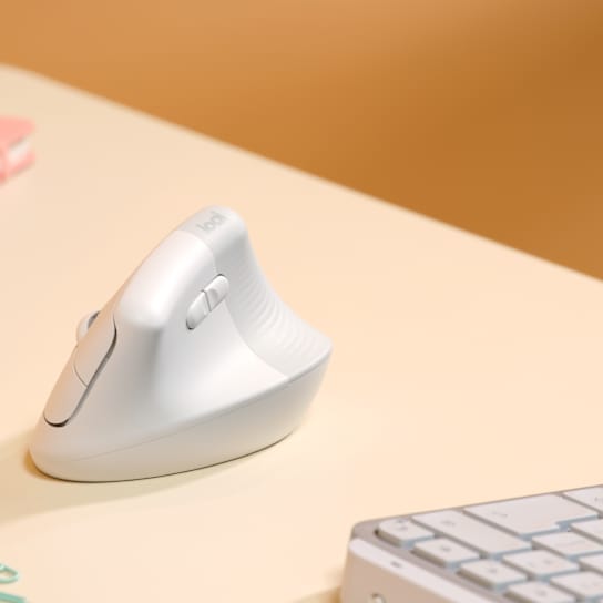 Logitech lift bela kompaktna vertikalna miška ob brezžični tipkovnici