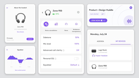 Options du casque Logi Tune dans l'application