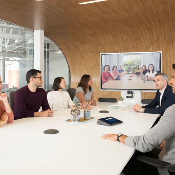 Video conferencing meeting with 6 people
