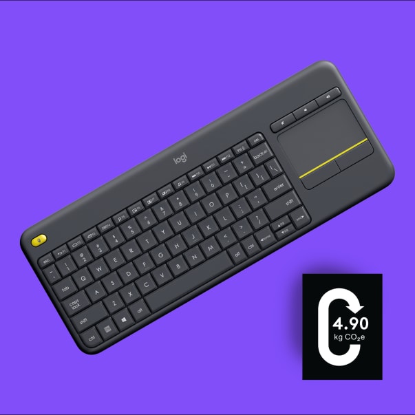 K400 Plusワイヤレス タッチ キーボード(カーボンインパクトラベル付き) - 4.90kg CO2e