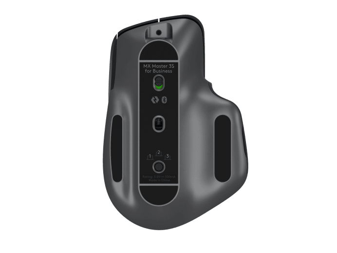 Spodnja stran miške logitech mx master 3s for business z easy-switch gumbom