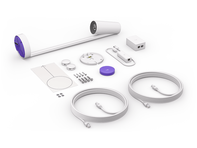 Logitech Scribe whiteboard camera and installation components