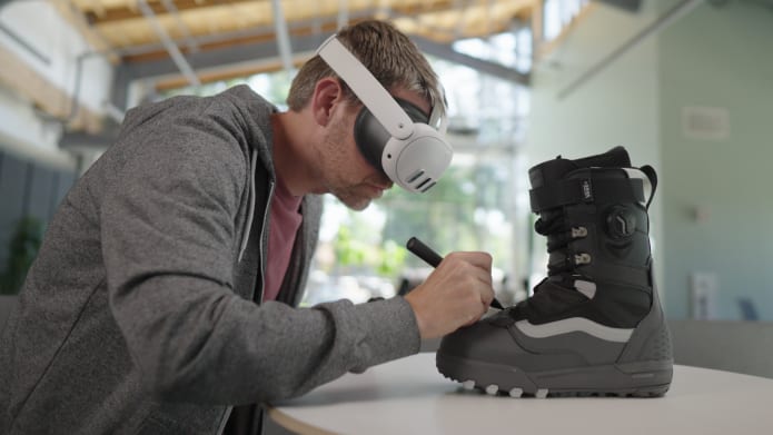 Man drawing on a shoe