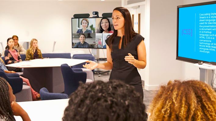 Women giving a speech