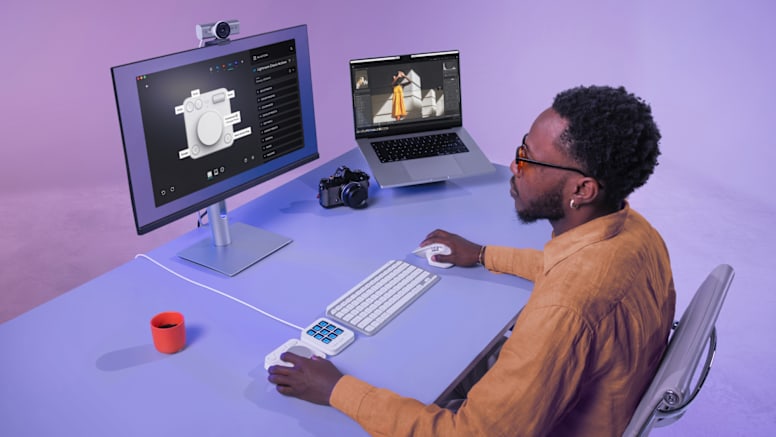 Person editing Photo with Master series products